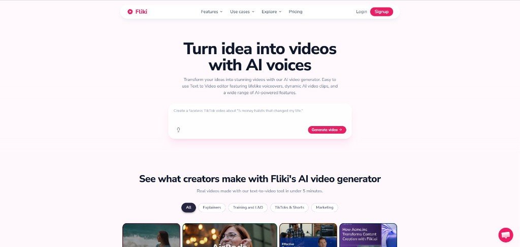 Fliki ai homepage screenshot
