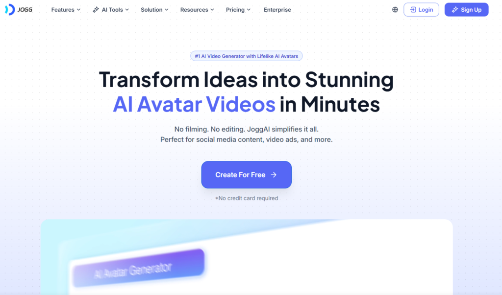 Jogg AI Homepage screenshot