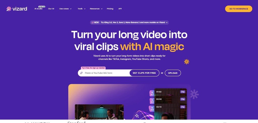 Vizard ai homepage