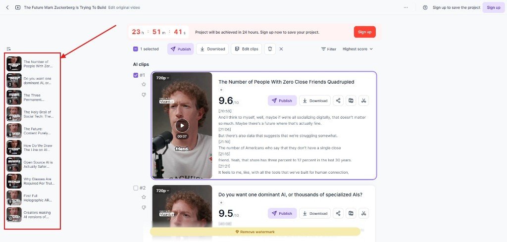 Vizard ai shorts ready to publish
