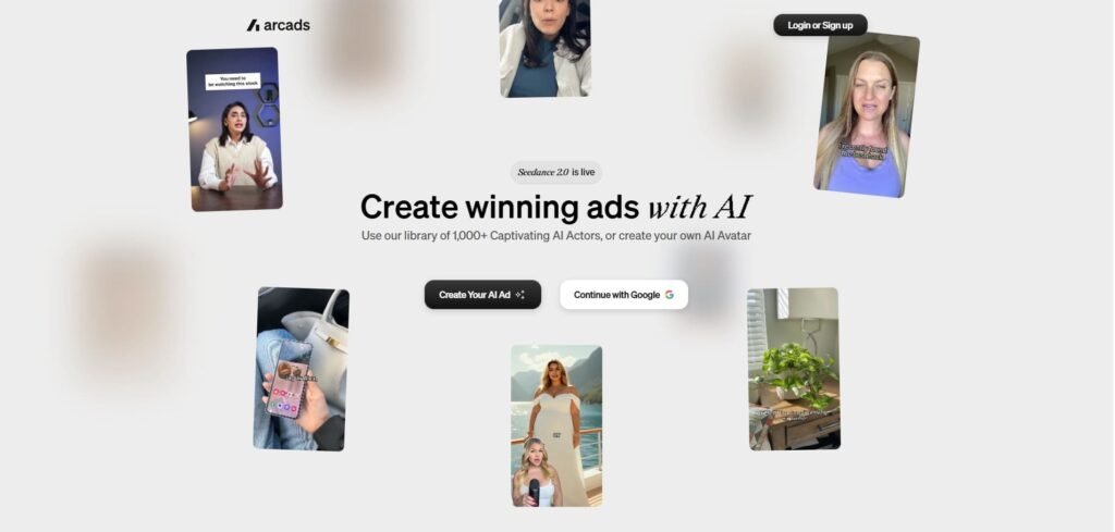 Arcads ai homepage