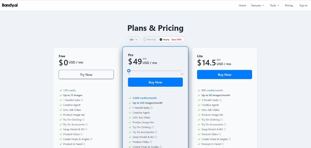 Bandy ai yearly pricing plan