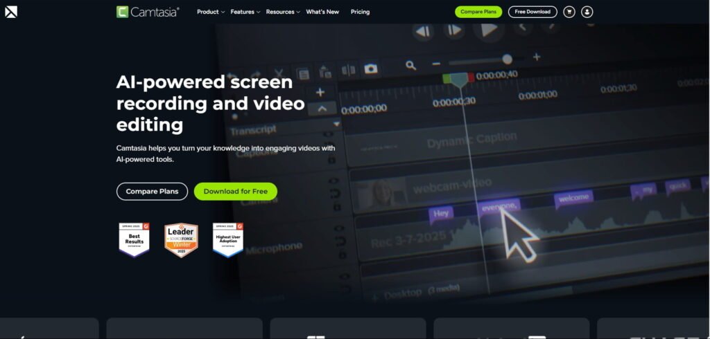 Camtasia homepage