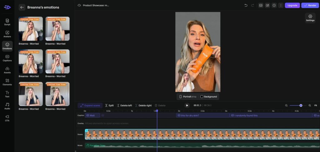 Creatify ai UGC video editing dashboard