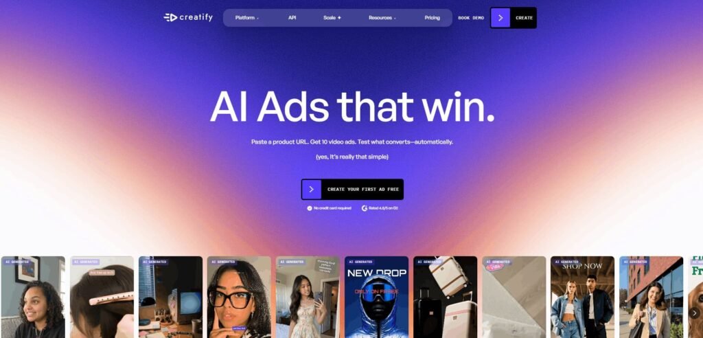 Creatify ai homepage