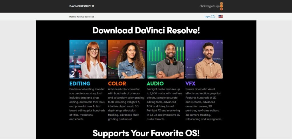 DaVinci Resolve homepage