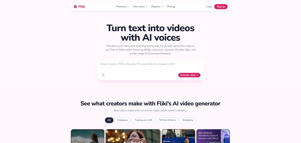 Fliki ai homepage