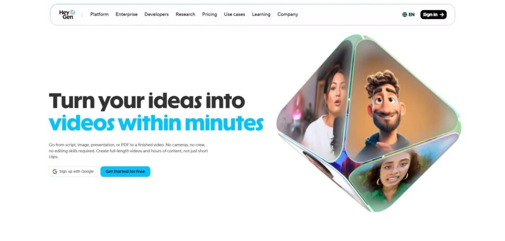 Heygen homepage