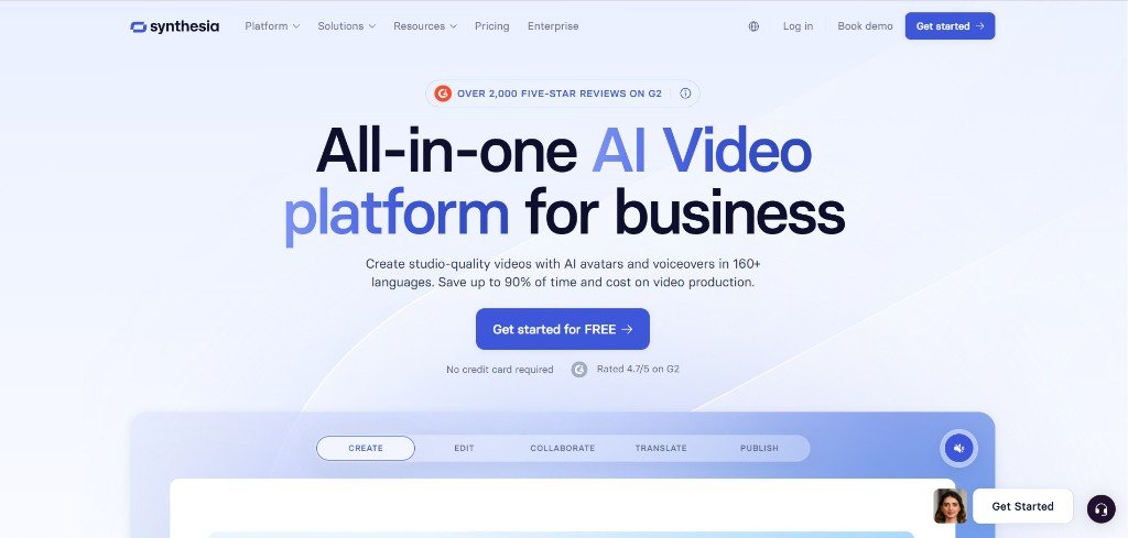 Synthesia ai homepage