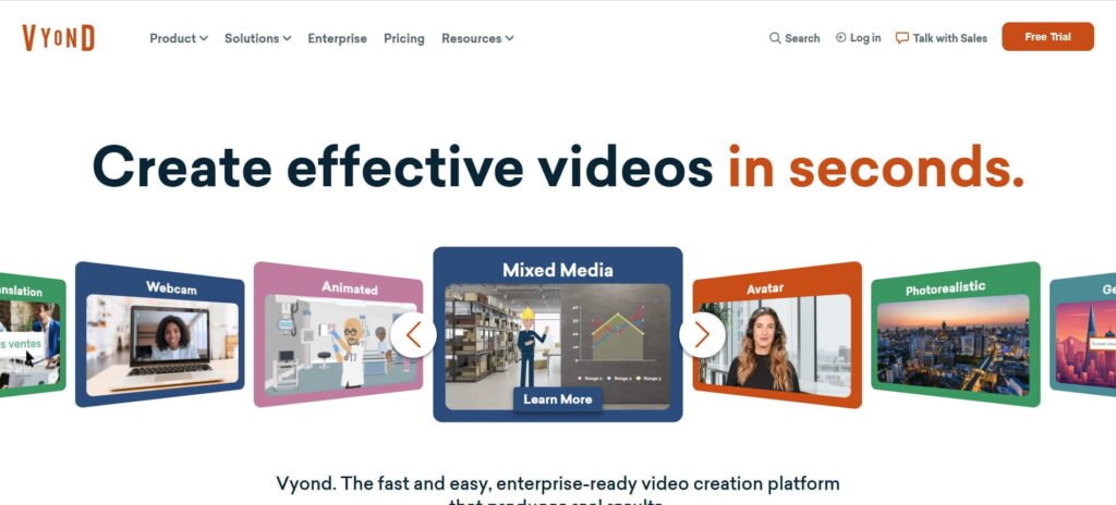 vyond homepage