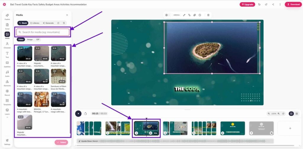 How to select video clips in a YouTube video editor