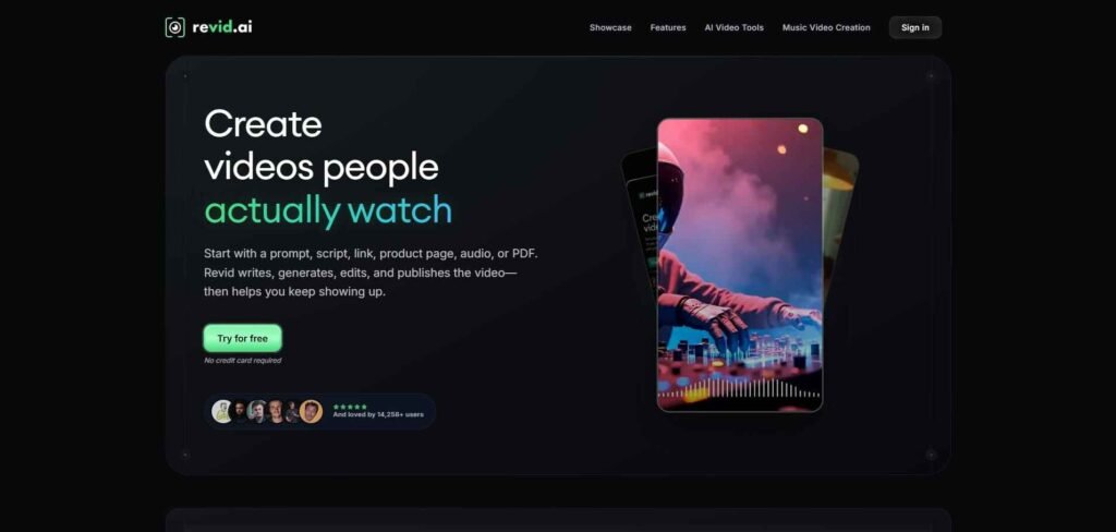 Revid ai homepage
