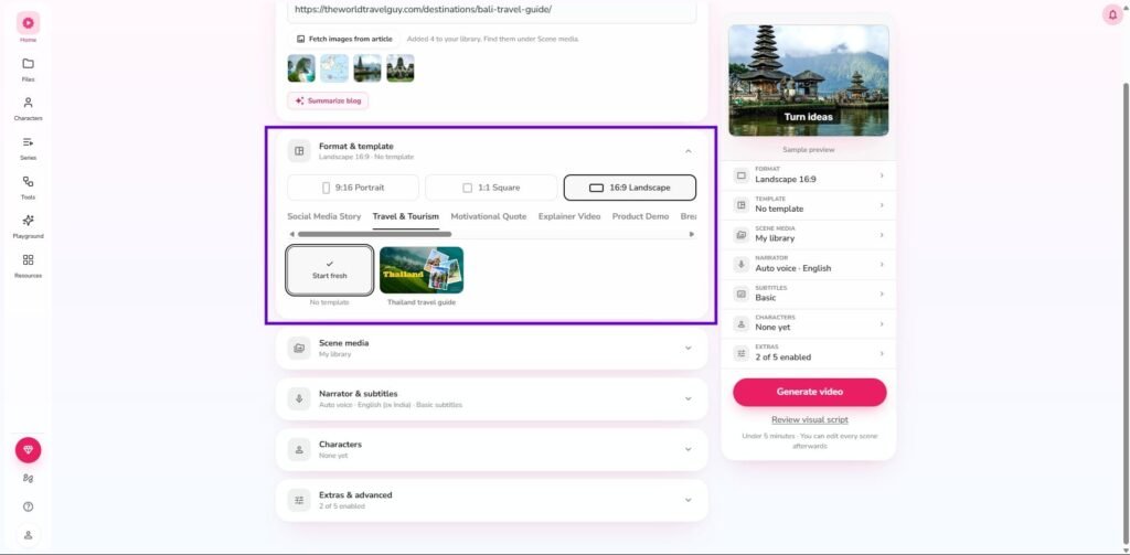 blog to video format and template