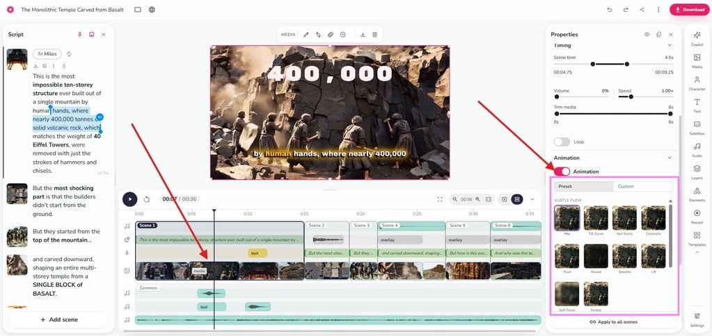 faceless video editing process with animation