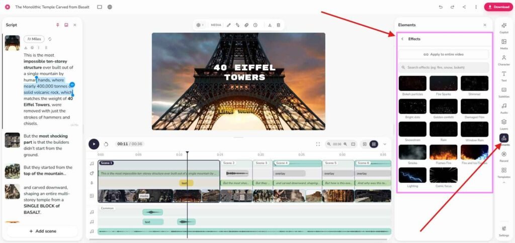faceless video making process with effects