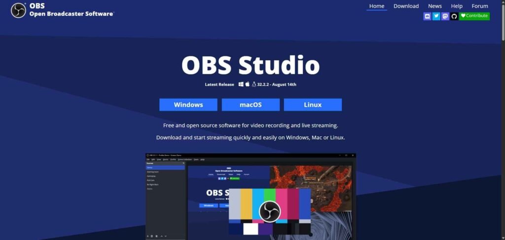 OBS studio homepage