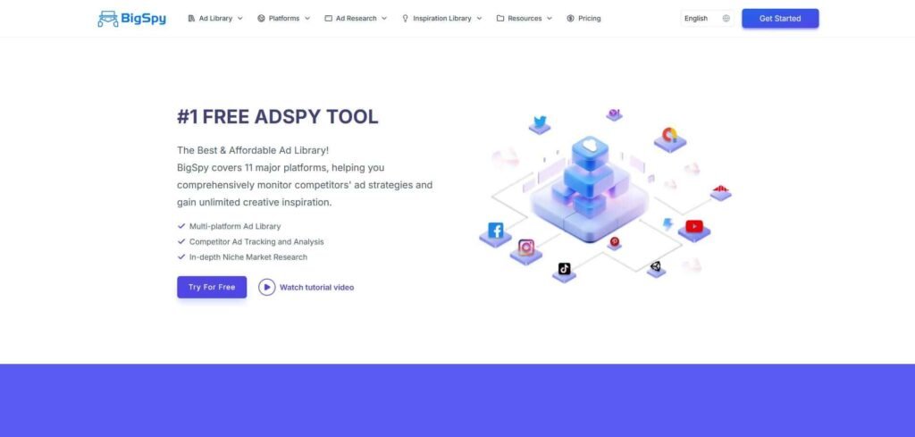 BigSpy best free Ad intelligence software to start with